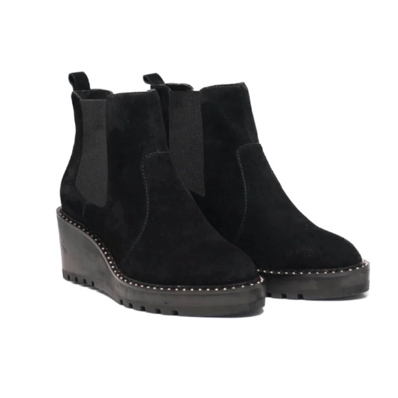 Cecelia New York Gemma Suede Wedge Bootie in Black Size 6 - Picture 1 of 8